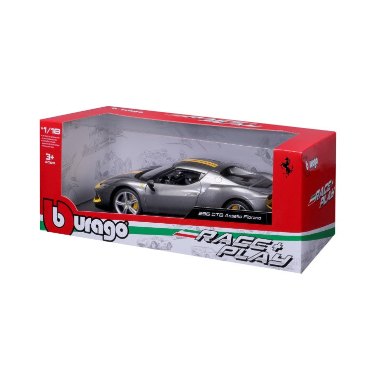 18-16017 GY - Bburago - 1:18 - Ferrari  R&P - 296 GTB Assetto Fiorano grigio