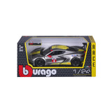 18-28024 - Bburago - 1:24 Racing - Chevrolet Corvette C8R - #4 Grigia e Gialla