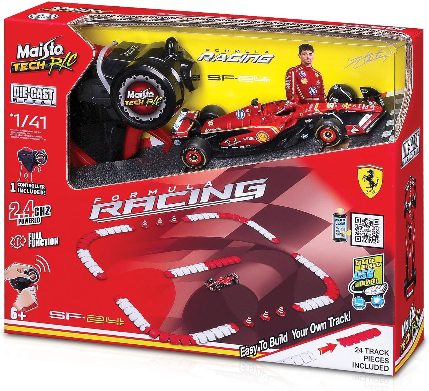 82671RC RC FORMULA Racing Ferrari SF-24 diecast 1:41 con TRACCIATO