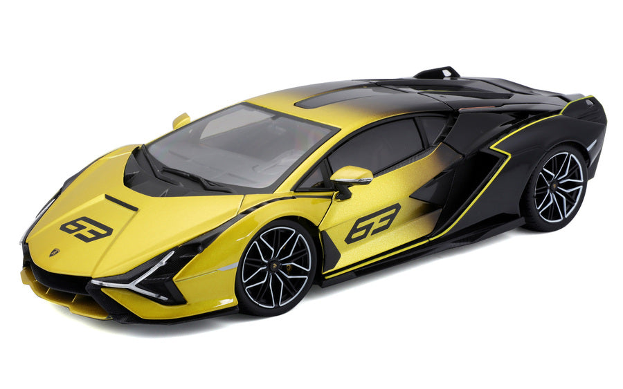 18-11100 - Bburago - 1:18 Race - Lamborghini Sian FKP 37 - #63 - giallo/nero