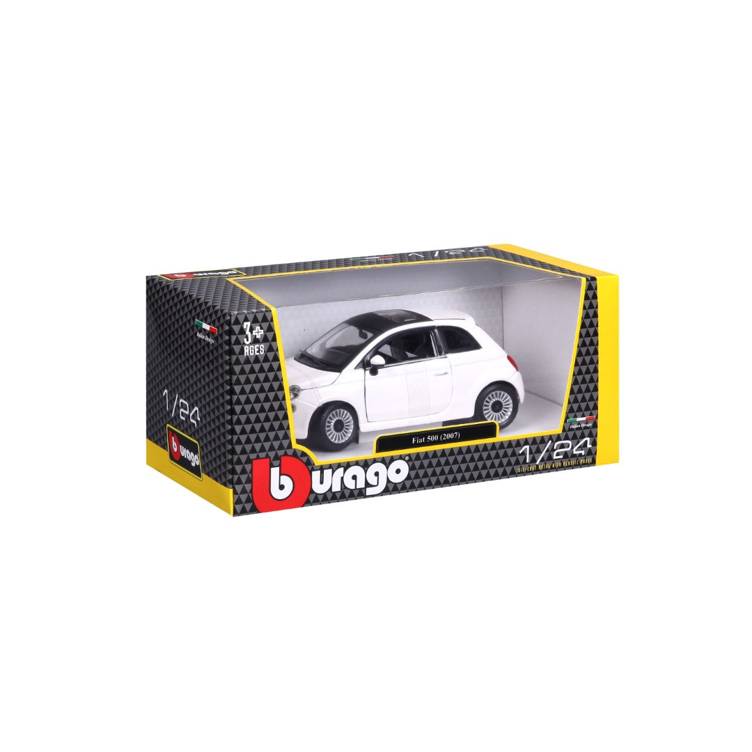 18-22106 Bburago - Fiat 500 (2007), bianca - Scala 1:24