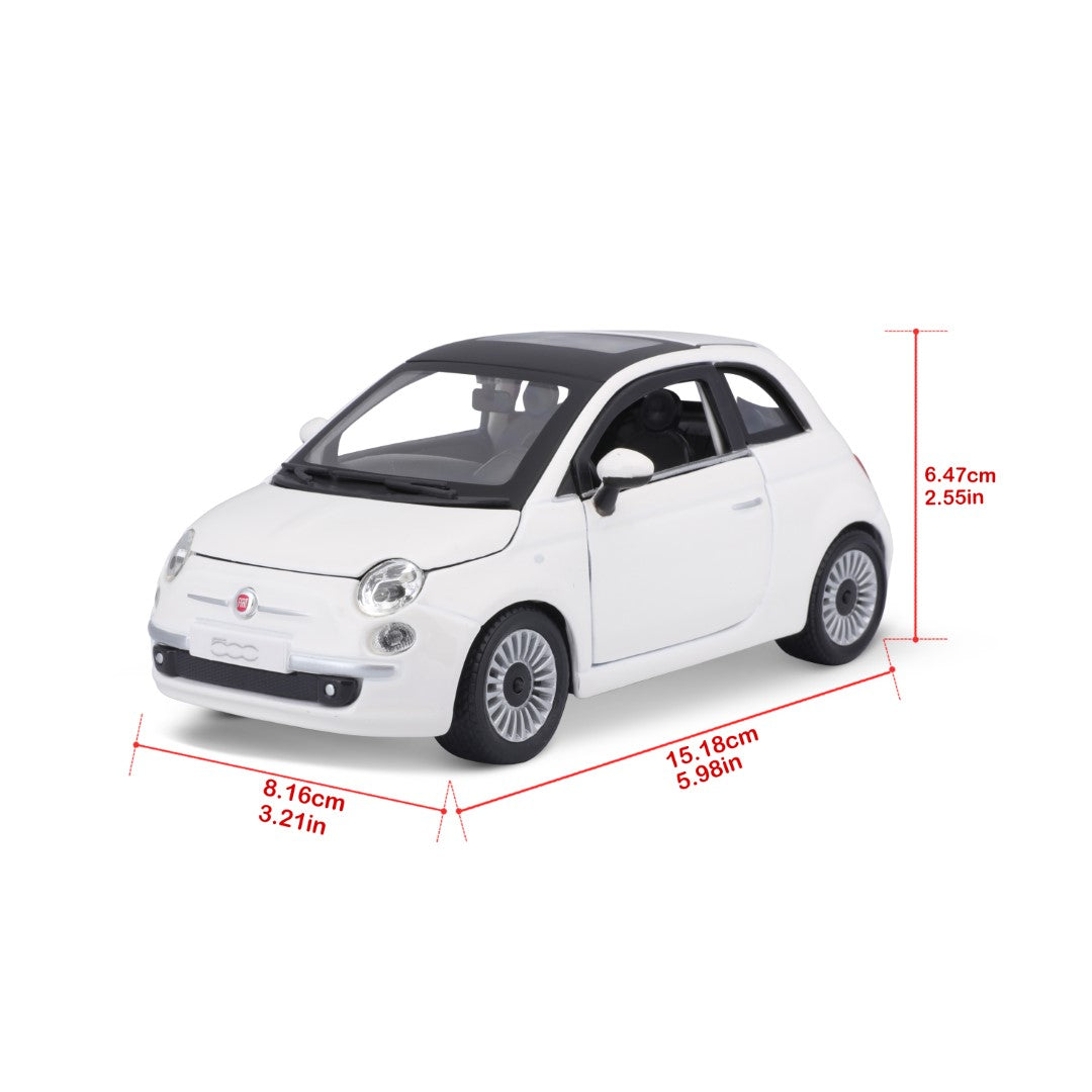 18-22106 Bburago - Fiat 500 (2007), bianca - Scala 1:24