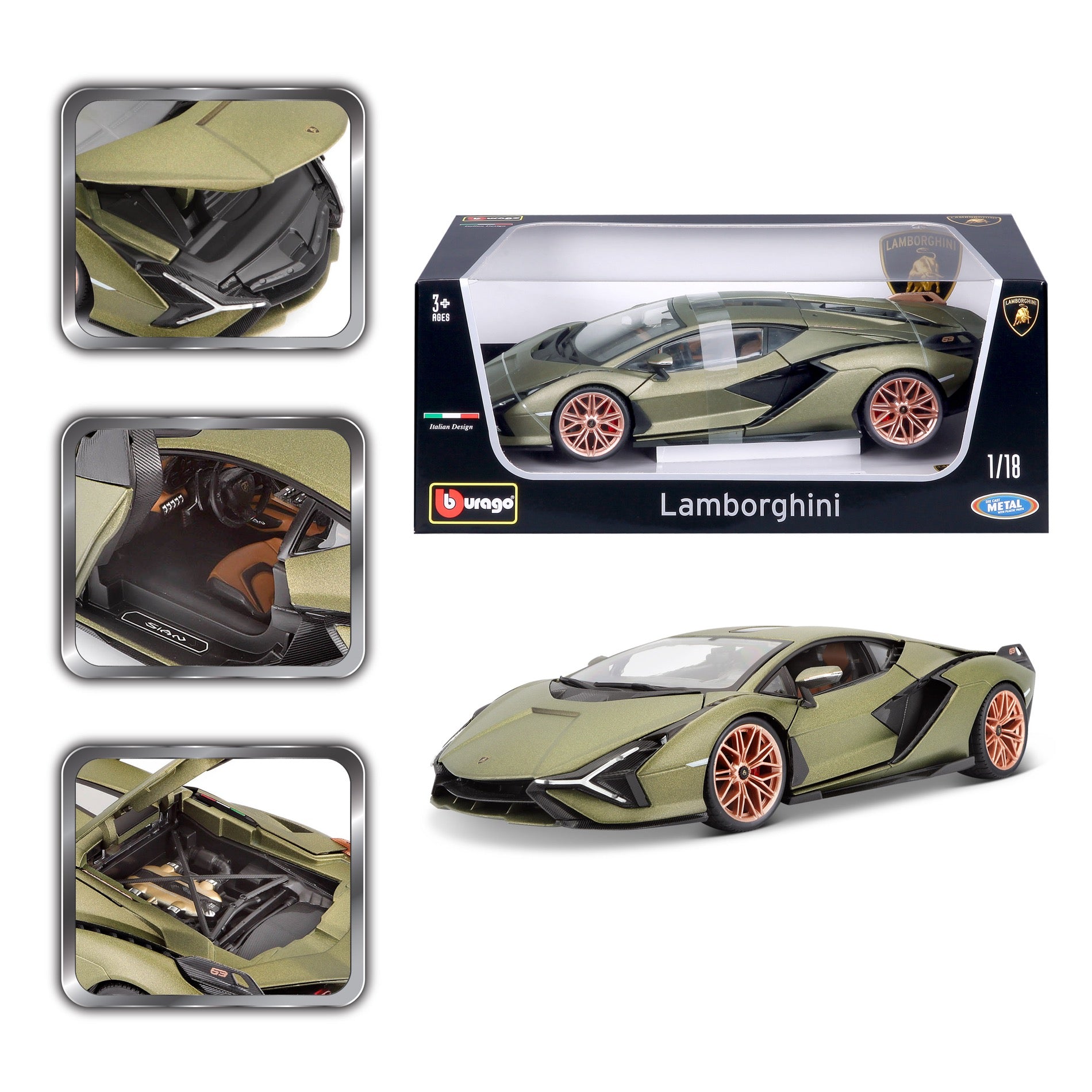 18-11046 GN - Bburago - 1:18 - Lamborghini Sian FKP 37 - green