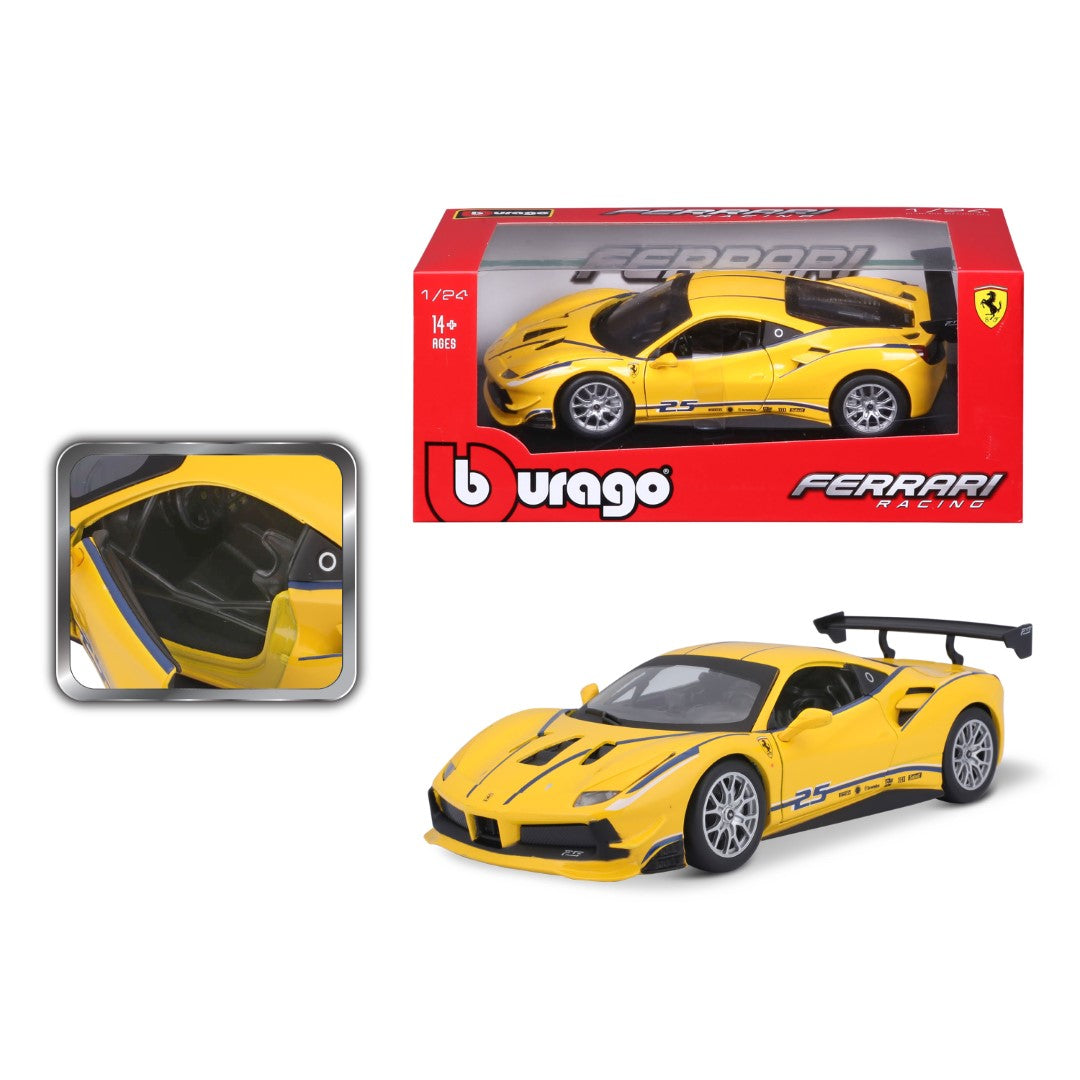 18-26307 Bburago Ferrari Racing - Ferrari 488 Challenge, gialla - 1:24