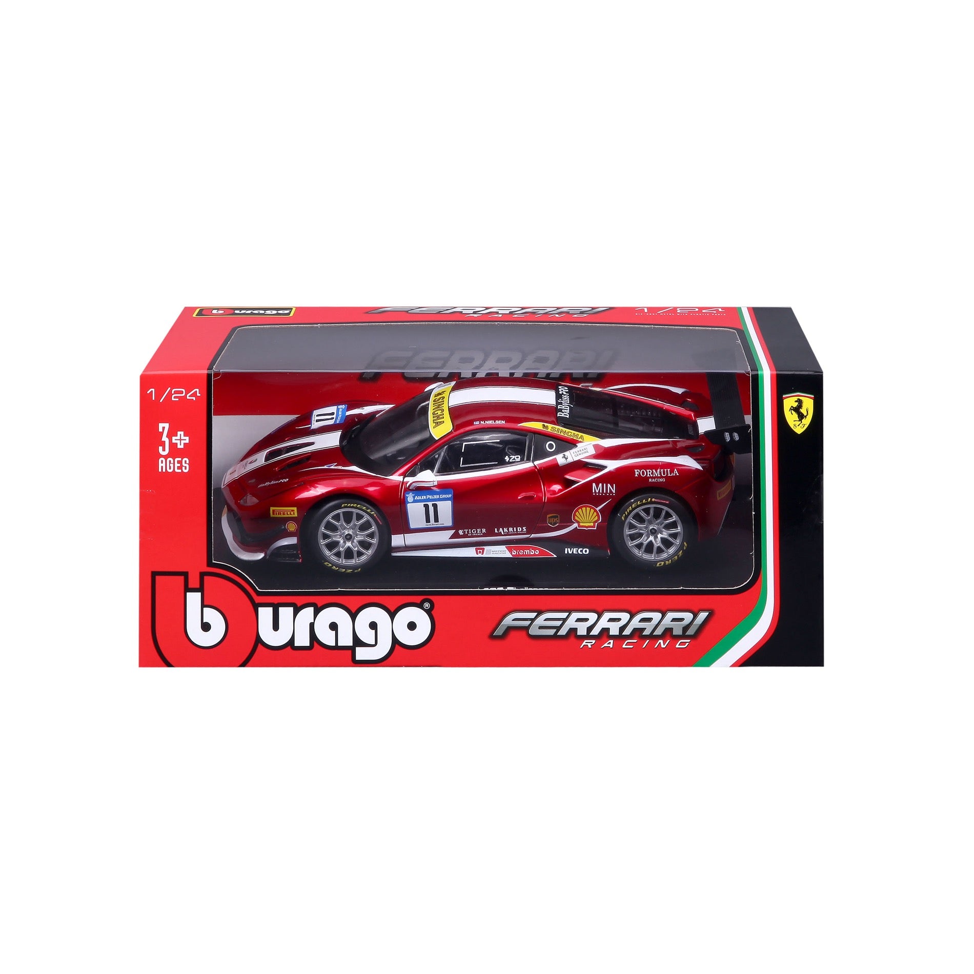 Ferrari 488 Challenge #11, Candy Red - Bburago 18-26308 - 1/24