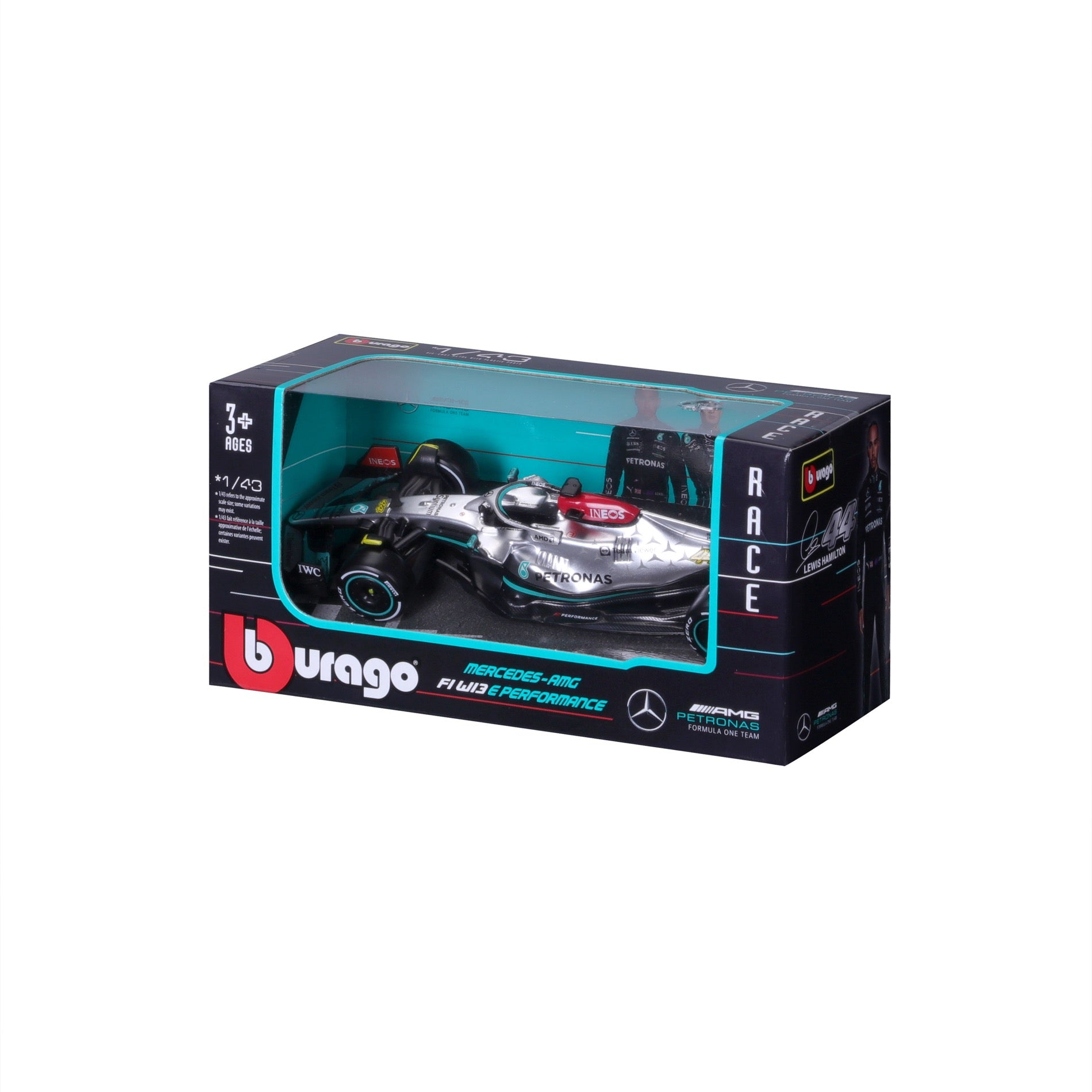 18-38065 (#44) - Bburago - 1:43 - RACE F1 - MERCEDES F1 W13 E Perform –  bburago-shop