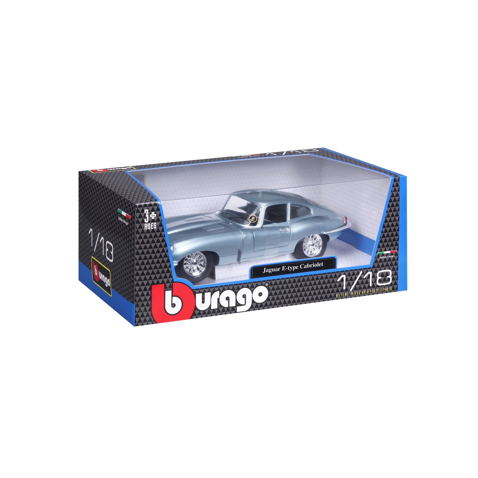 18-12044 Bburago - Jaguar E Coupe (1961) Argento Blu - 1:18