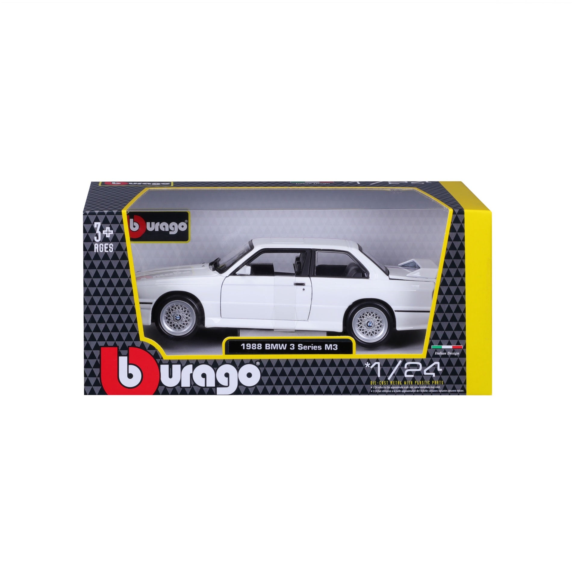 18-21100 WT - Bburago - 1:24 - BMW M3 (E30) 1988 - White w/ stripe