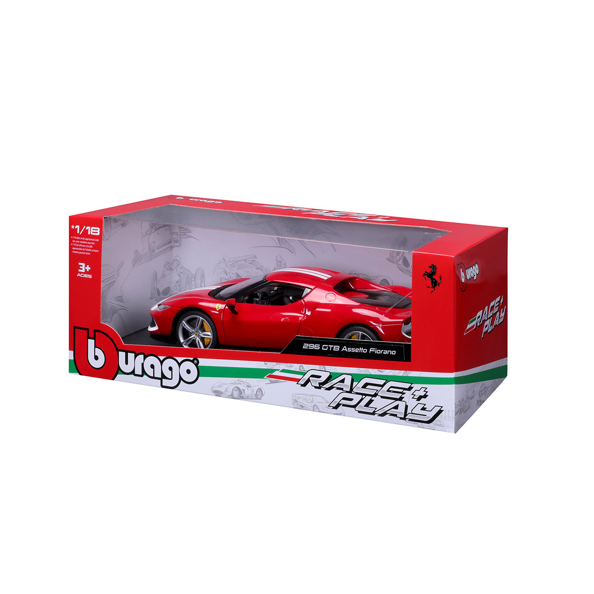 18-16017 - Bburago - Ferrari  R&P -296 GTB Assetto Fiorano - Rossa/Bianca