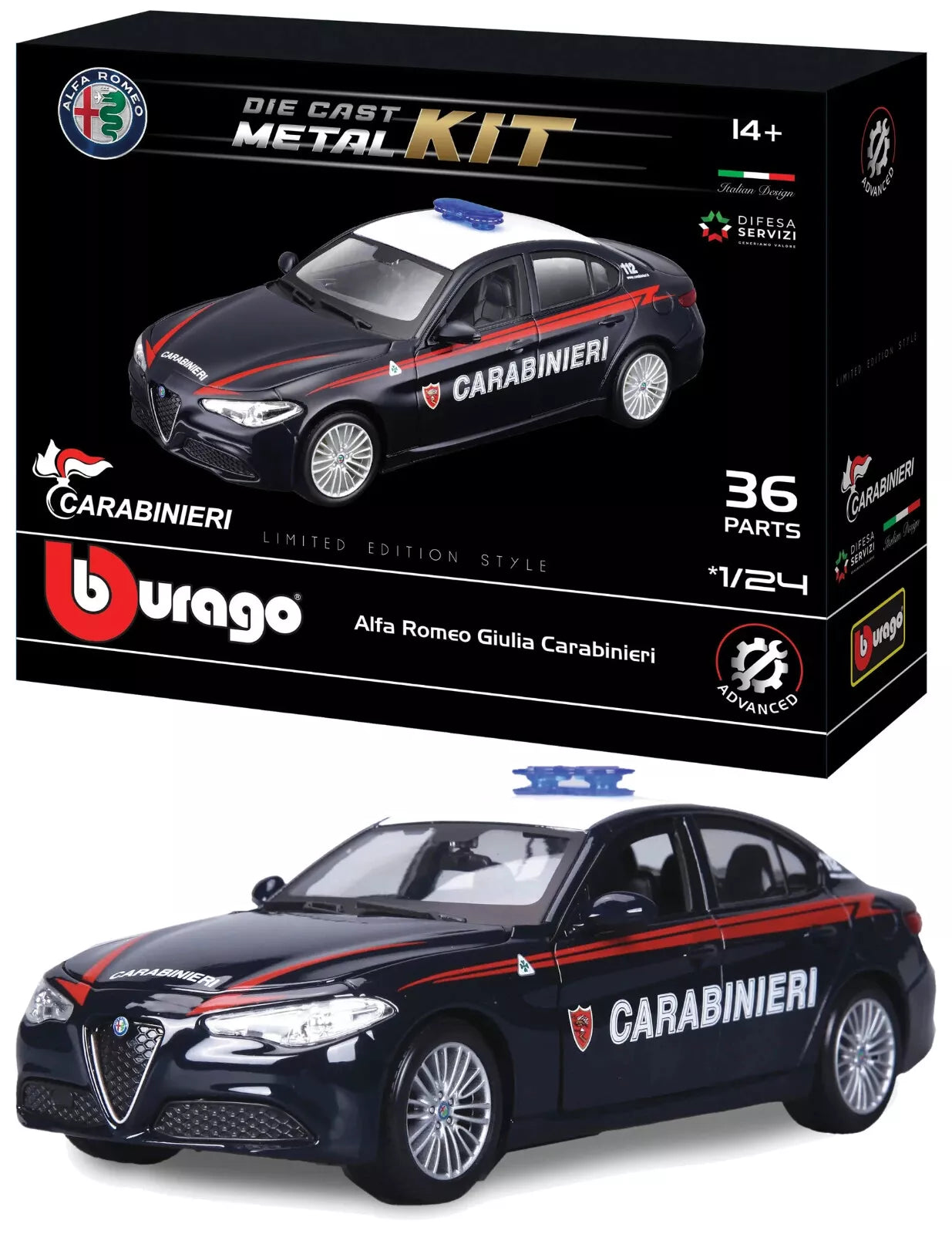 18-25128 Bburago Alfa Romeo Giulia Carabinieri Scala 1:24 Model Kit