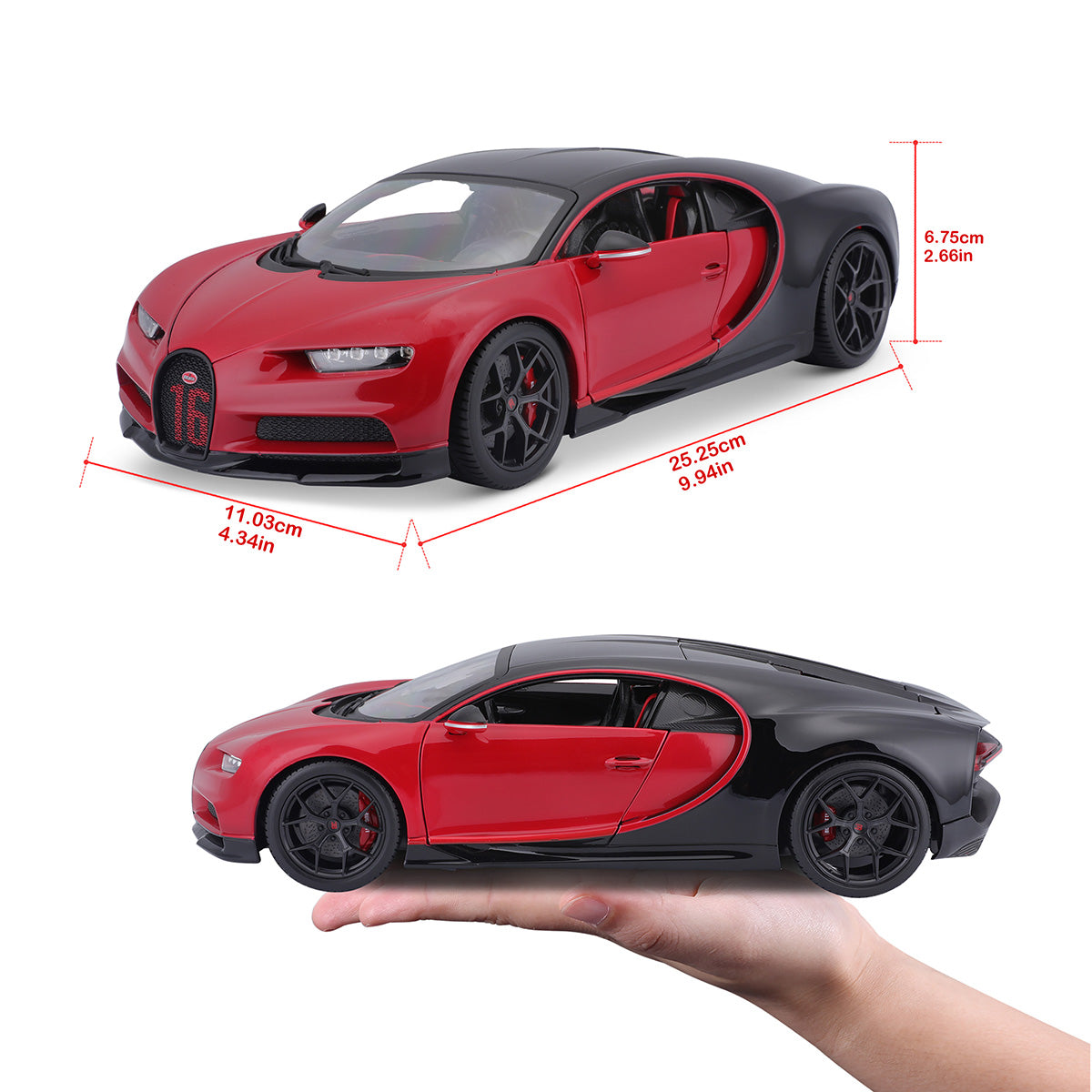 Bugatti Chiron in 1:18 scale Black/Red, the collectible replica for car  enthusiasts – bburago-shop