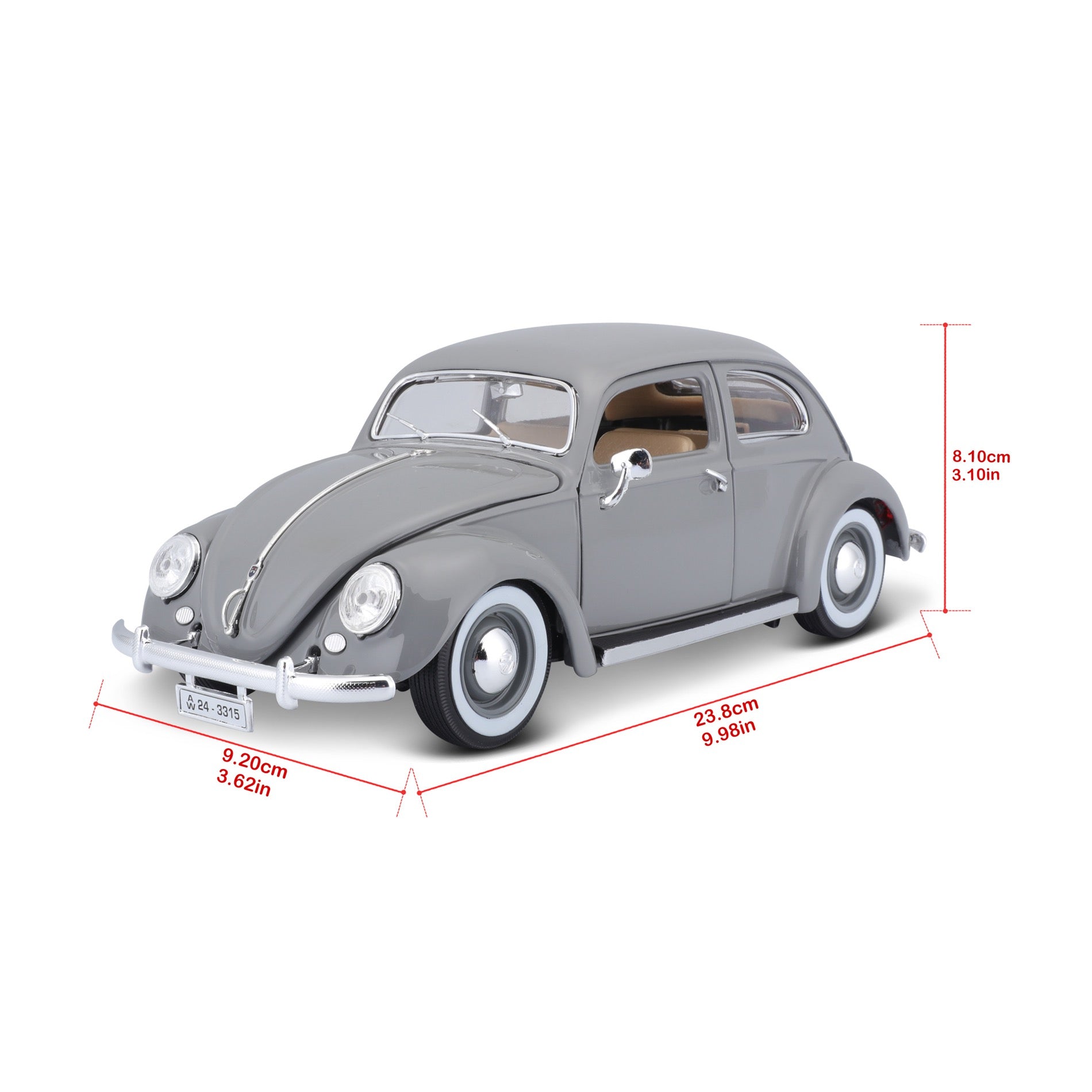 18-12029 GY - Bburago - 1:18 - VW KAFER BEETLE (1955) - Grigia