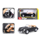 18-22078 Bburago - Porsche 356B Cabriolet (1961), nera - Scala 1:24