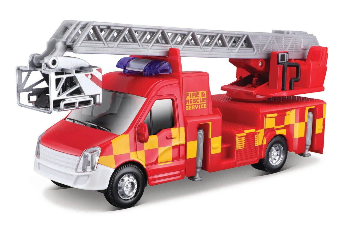 18-32267 - Bburago - Veicoli comunali - Camion dei pompieri con scala - Rossa