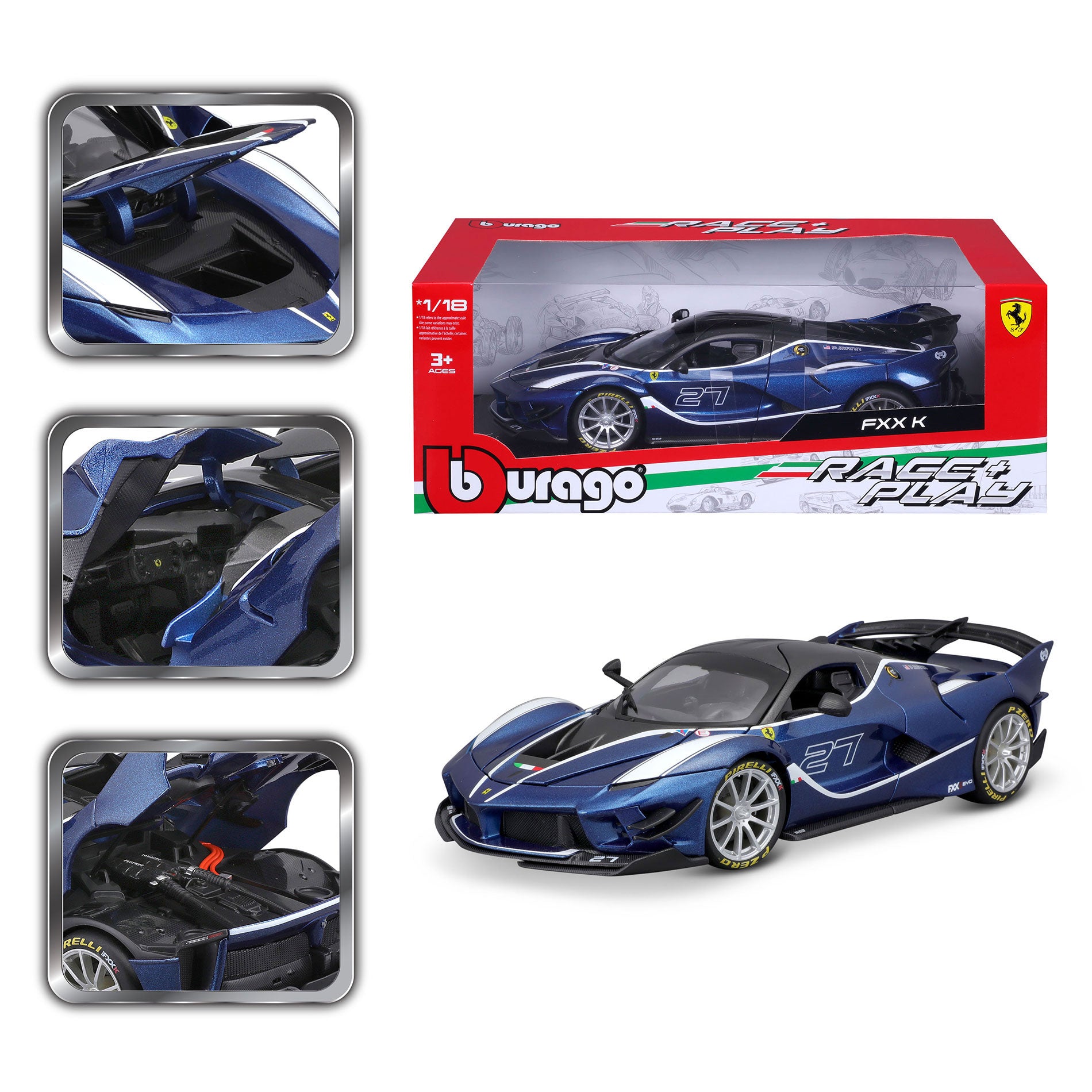 Ferrari R&P 1:43 with Pull-Back, WB, 12er Display - 1:43 Race & Play  Edition - Bburago Ferrari Line - Modelling & Technology - Brands & Products  