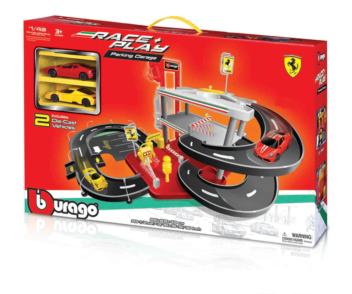 18-31204 - Bburago - 1:43 - Ferrari  RACE + GIOCA CON IL GARAGE, incl. 2 auto