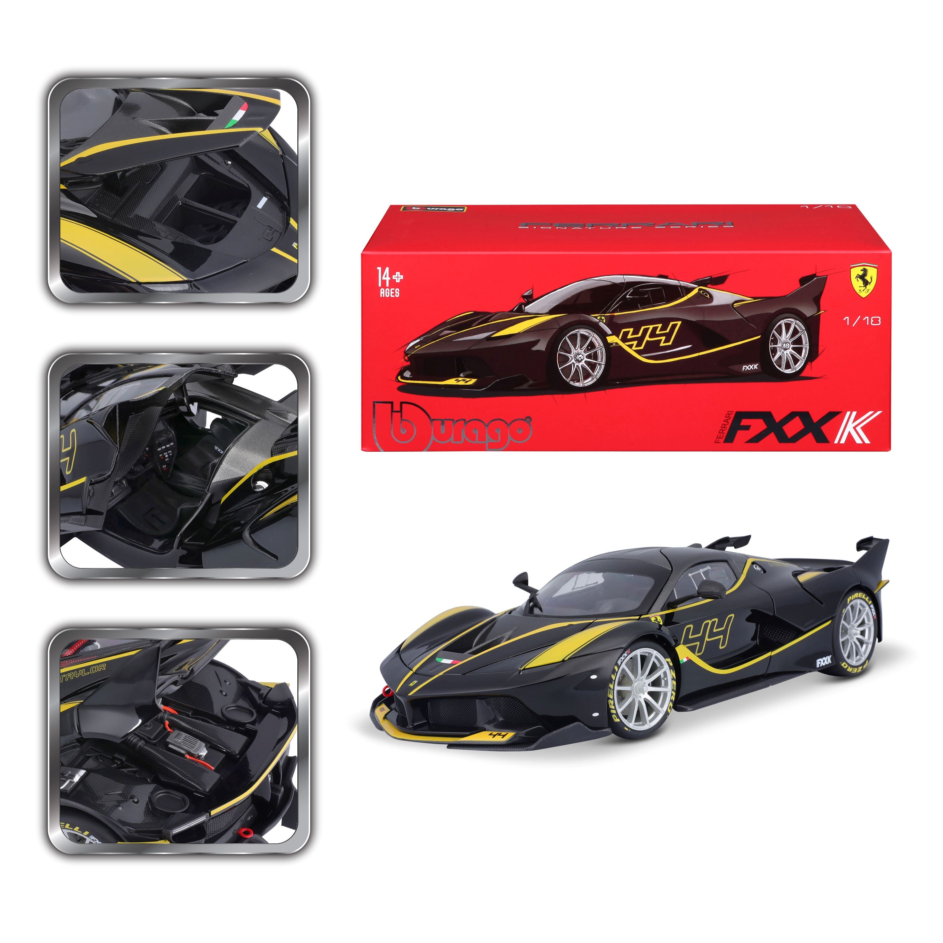 18-16907 - Bburago - 1:18 - Ferrari  Signature - Ferrari  FXX K - #44 - nero