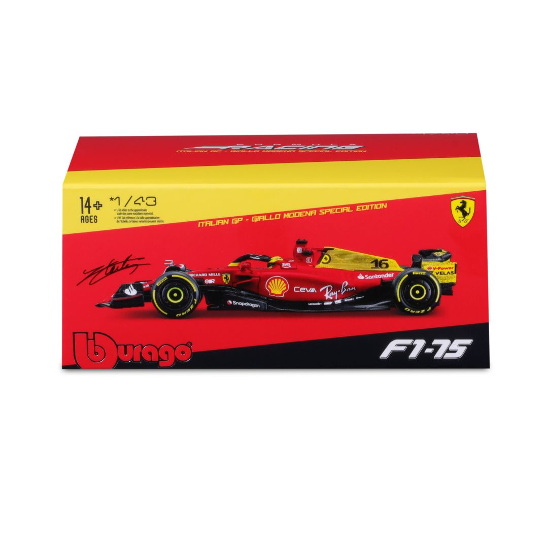 18-36831 Bburago - Ferrari F1- 75 (2022) #16 Leclerc, con casco - 1:43