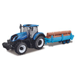 18-44068 Bburago Farmland  Trattore New Holland T7.315 HDtras porto tronchi 1:32