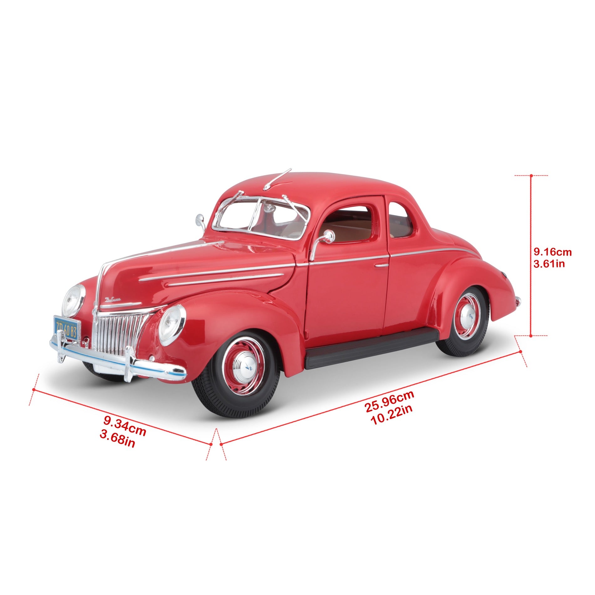 10-31180 RD Bburago Maisto 1:18 - 1939 Ford Deluxe Coupe Rossa