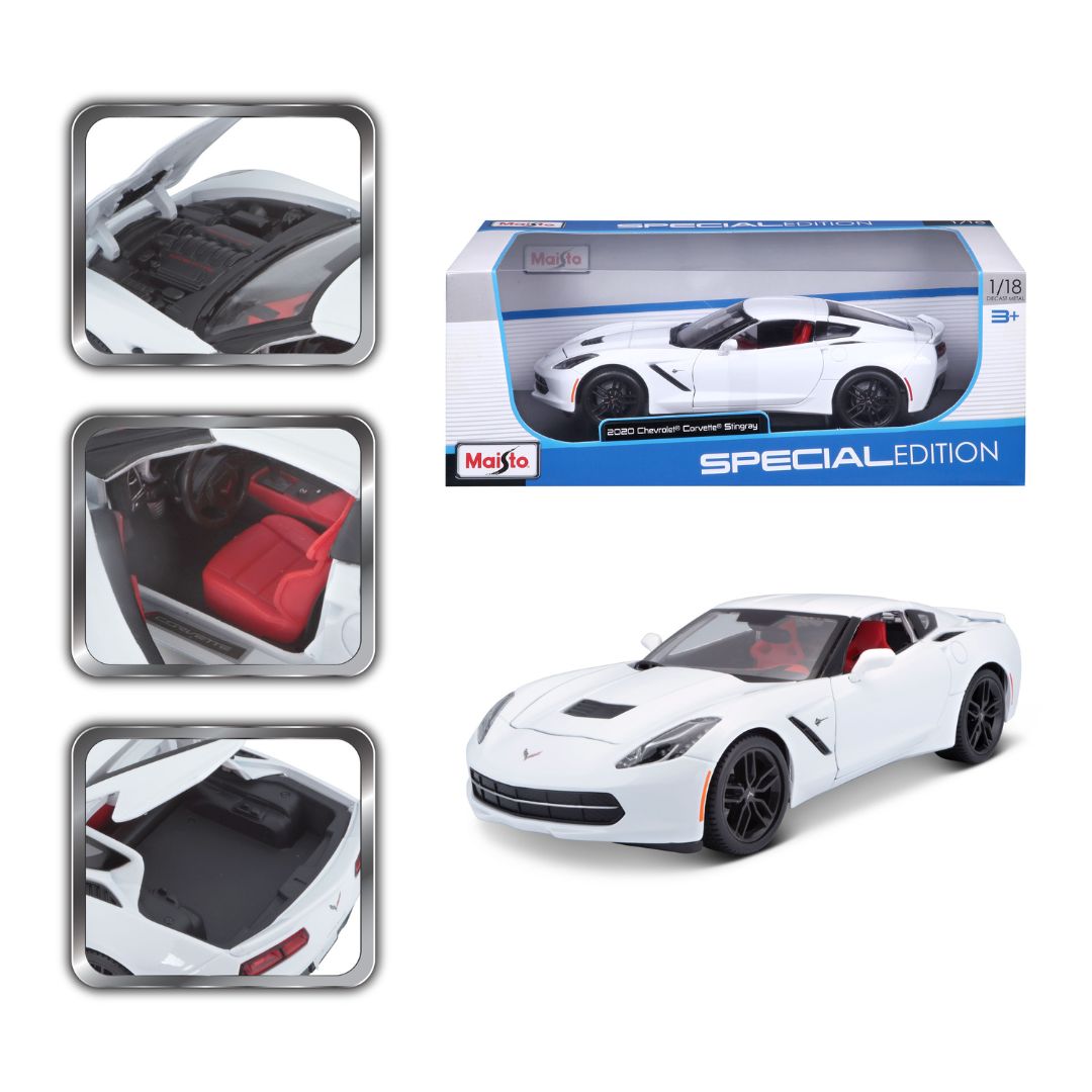 31677 Bburago Maisto - Corvette Stingray Z51, bianca - Scala 1:18