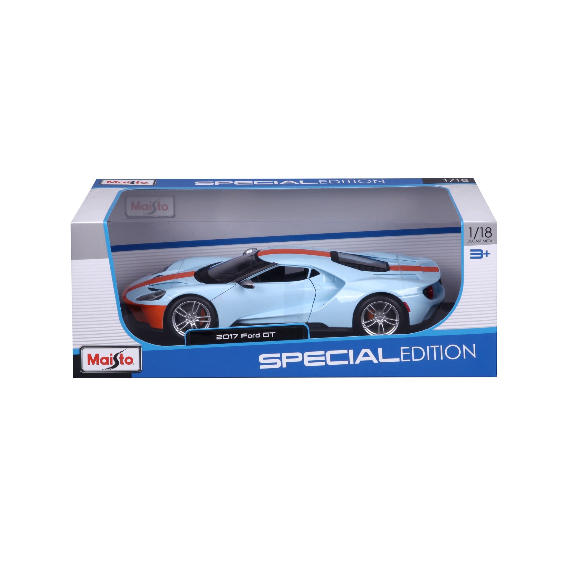 10-31384 BU+OG Bburago Maisto 1:18 - 2017 Ford GT Arancione/Blu