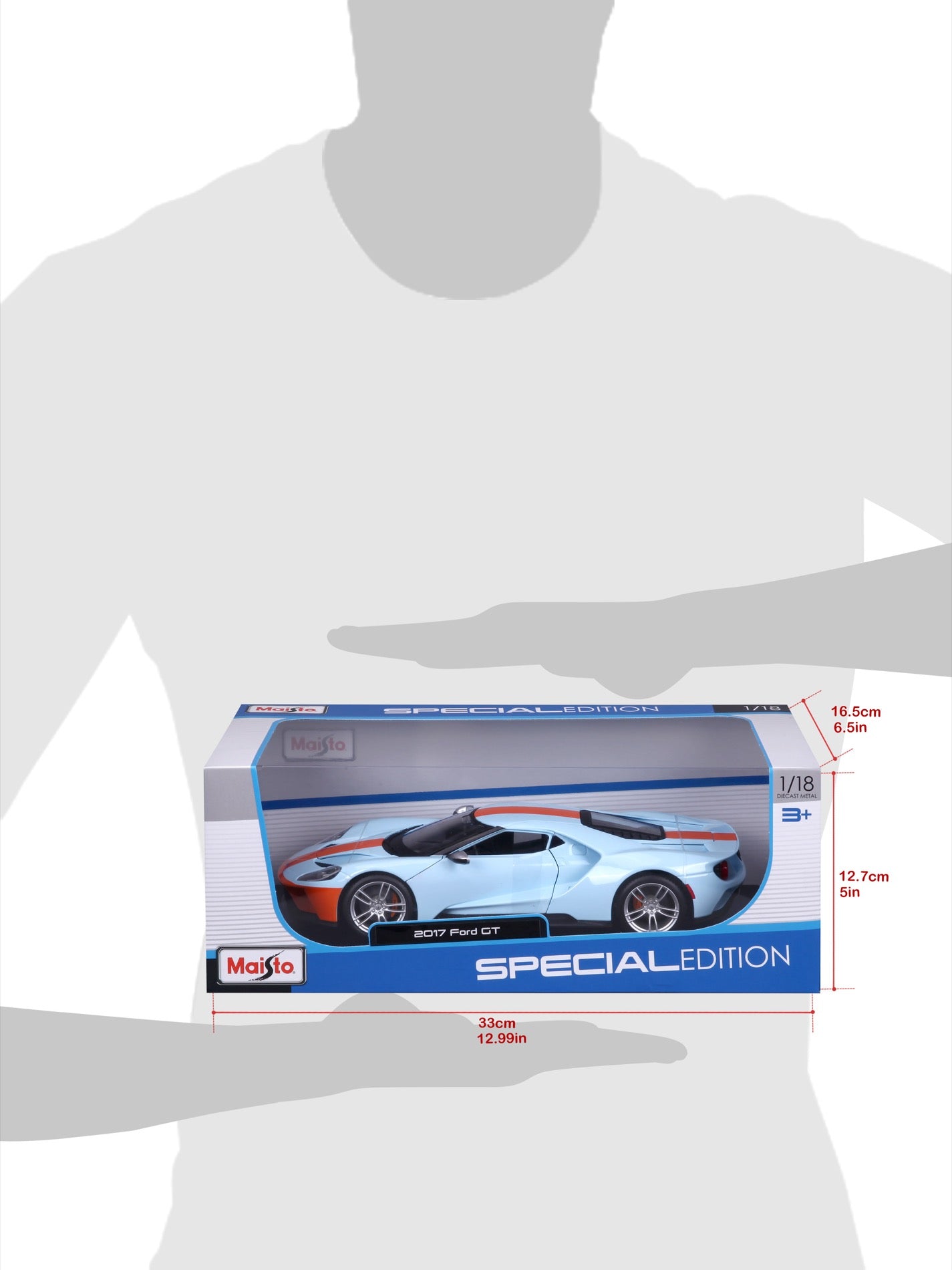 10-31384 BU+OG Bburago Maisto 1:18 - 2017 Ford GT Arancione/Blu