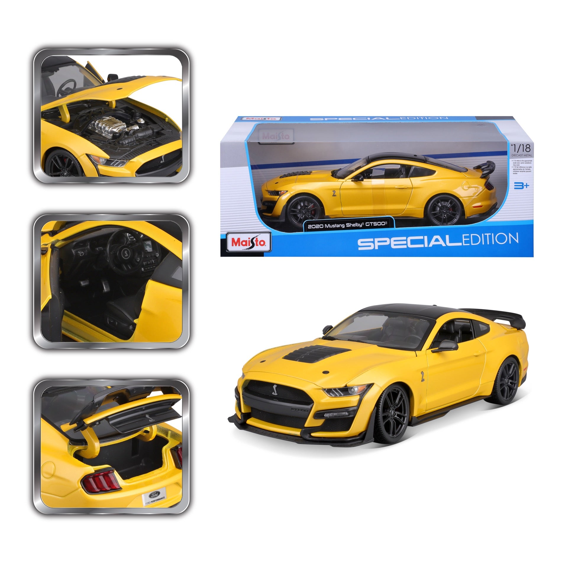 10- 31452 YL Bburago Maisto  1:18 - 2020 Mustang Shelby GT500 Giallo Met.