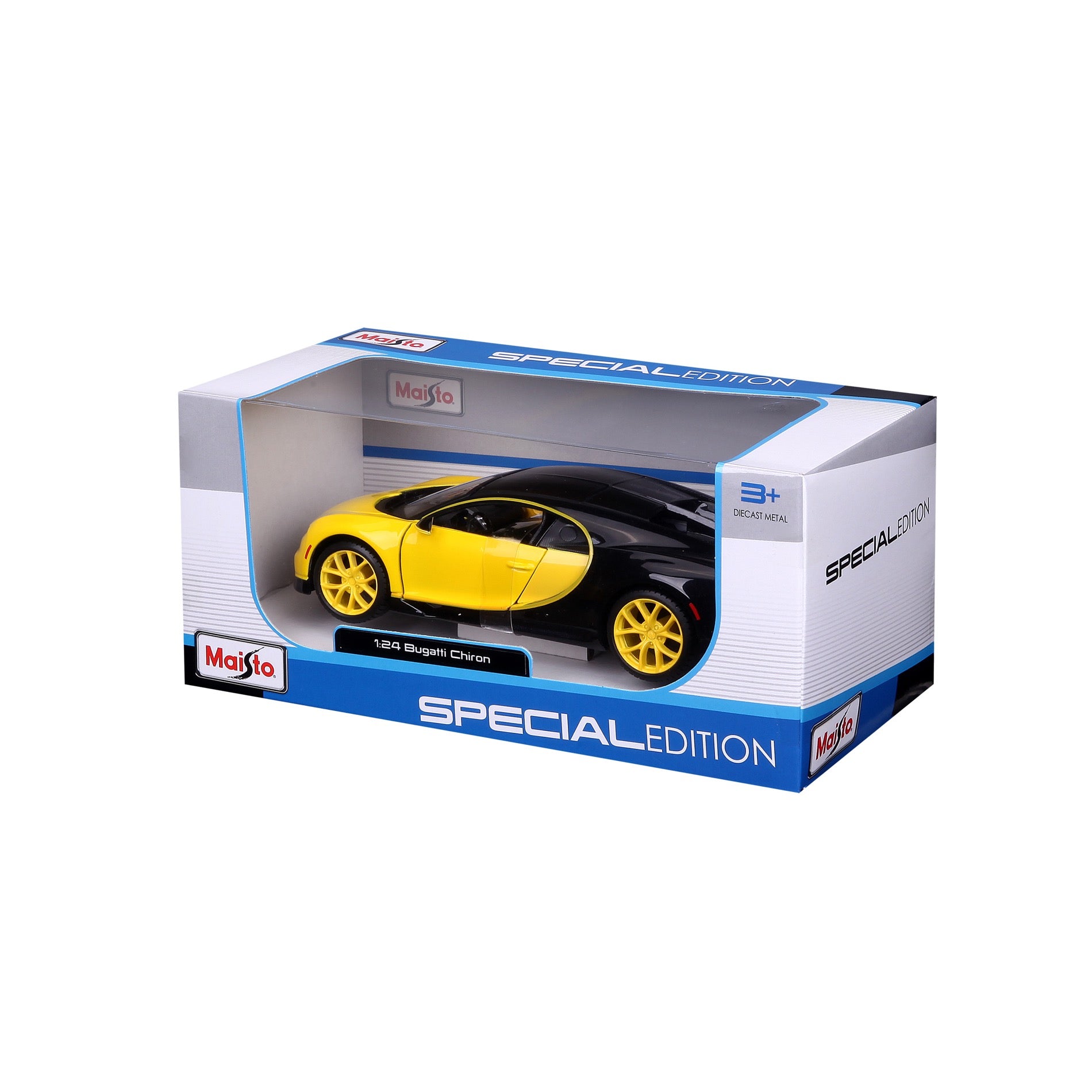 10-31514 YL+BK Burago Maisto 1:24 - Bugatti Chiron Gialla/Nera