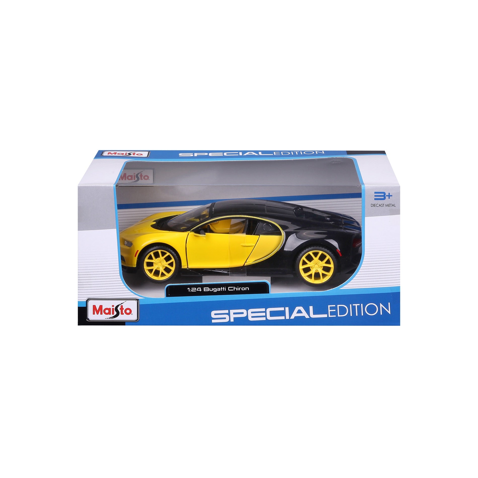 10-31514 YL+BK Burago Maisto 1:24 - Bugatti Chiron Gialla/Nera