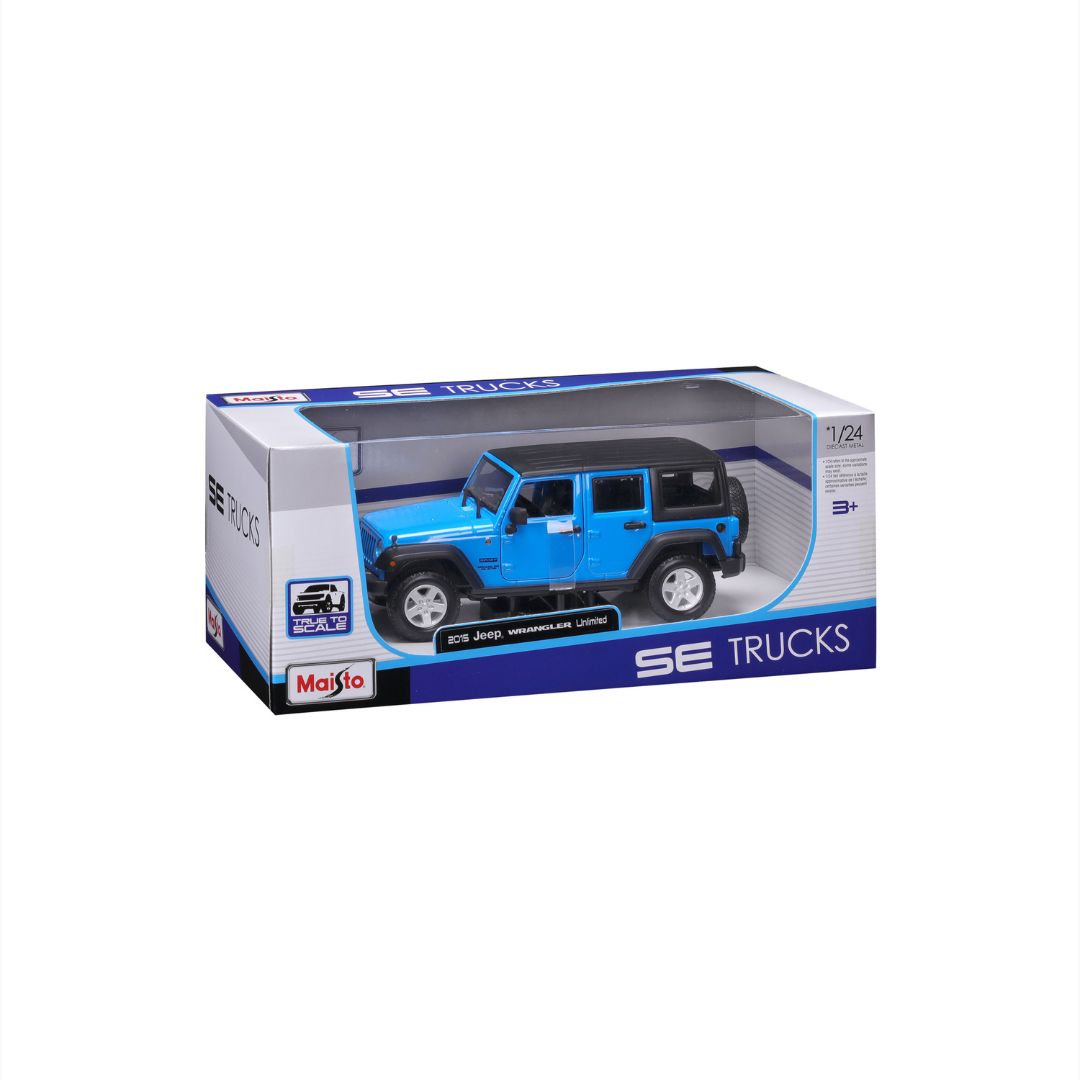 31268 Bburago Maisto - Jeep Wrangler Unlimited (2015), blu - 1:24