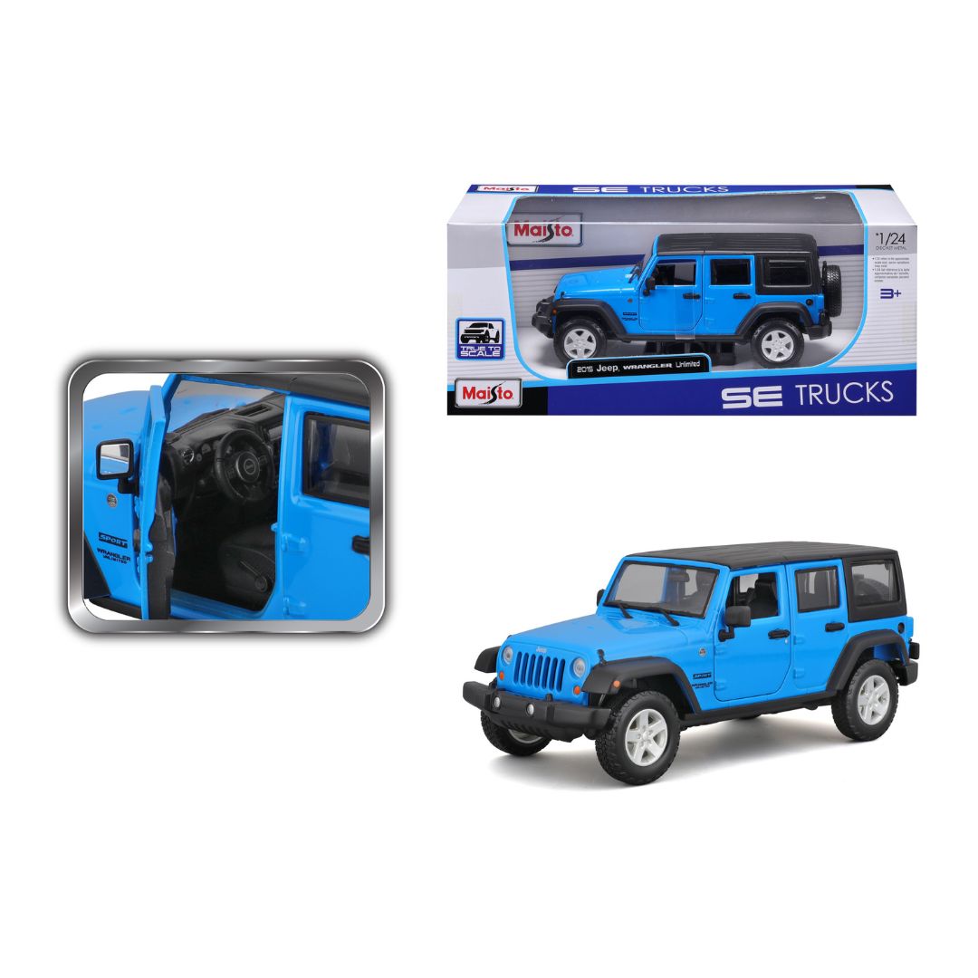 31268 Bburago Maisto - Jeep Wrangler Unlimited (2015), blu - 1:24