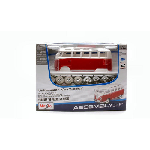 39956 Bburago - Model Kit - Volkswagen Van "Samba", rosso - Scala 1:24