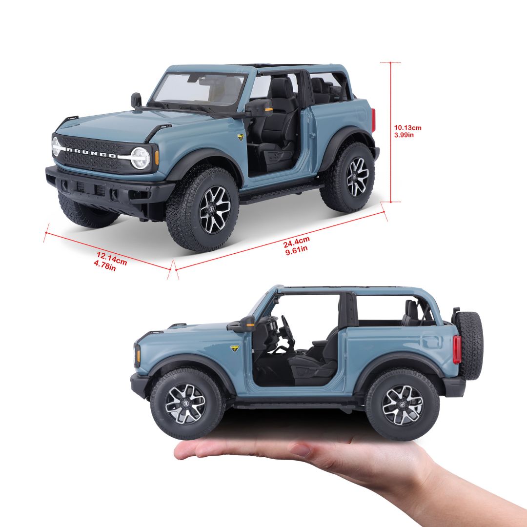 31457 BU Bburago Maisto - Ford Bronco Badlands 2021 (no door), blu