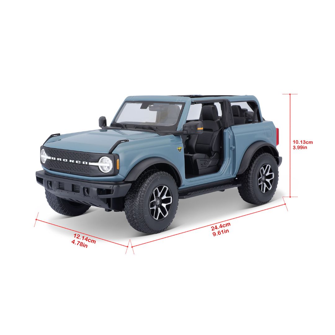 31457 BU Bburago Maisto - Ford Bronco Badlands 2021 (no door), blu