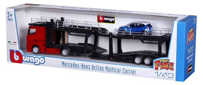 18-31456 - Bburago - 1:43 - STREET FIRE - CAMION BISARCA CON AUTO - CASUALE