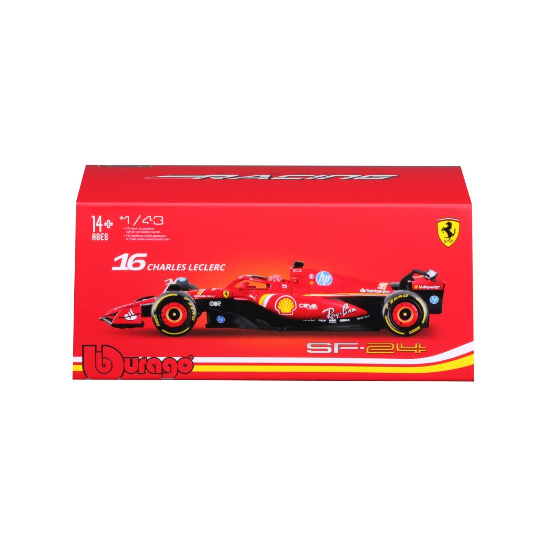 *18-36843 Bburago - Ferrari SF-24 #16 (Leclerc) con casco - Scala 1:43