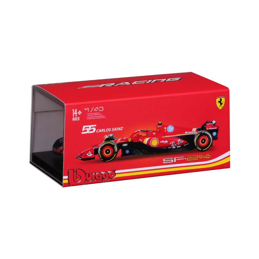 18-36843S Bburago Formula Racing - Ferrari SF-24 #55 (Sainz)casco 1:43