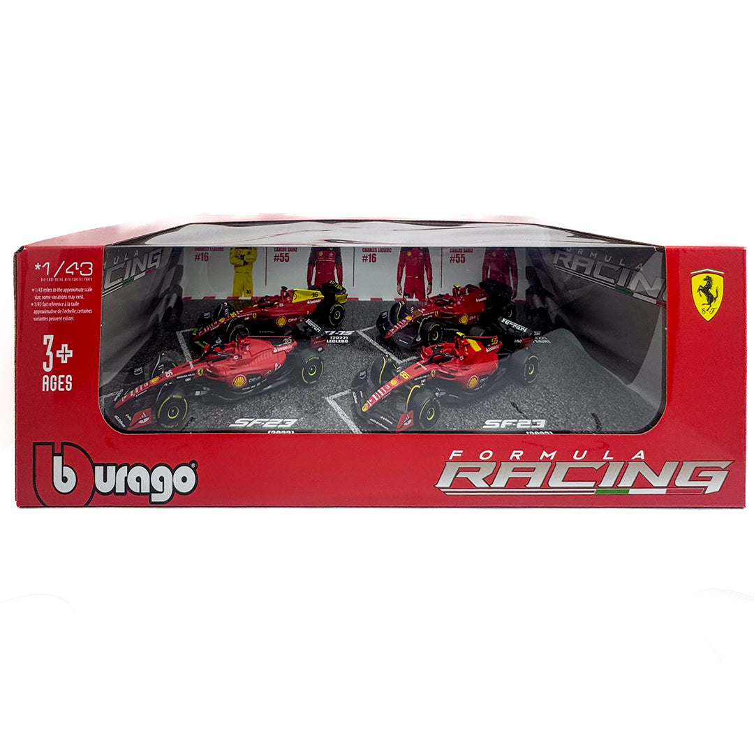 *18-36848 Bburago Formula Racing - Gift Pack Ferrari F1-75 e SF-23 - 4 auto