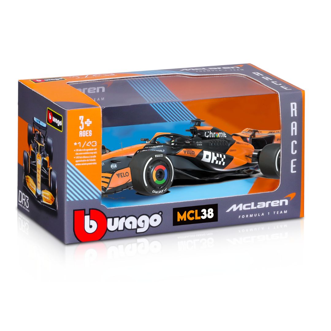 *18-38214P Bburago Race - McLaren F1 MCL 38 #81 (Piastri) - Scala 1:43