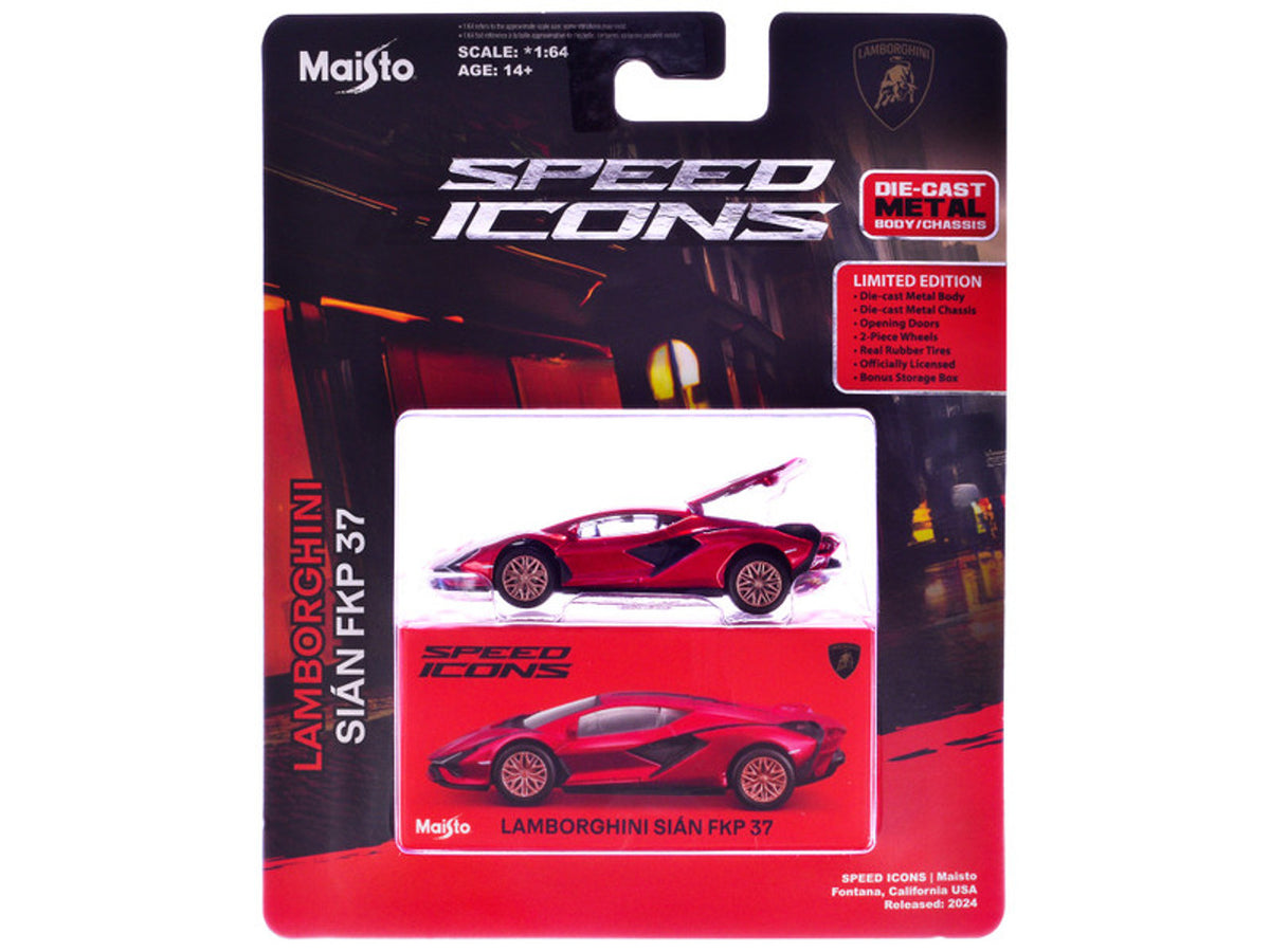 15706 Bburago Maisto - Speed Icon: Lamborghini Sian FKP 37, rossa - Scala 1:64