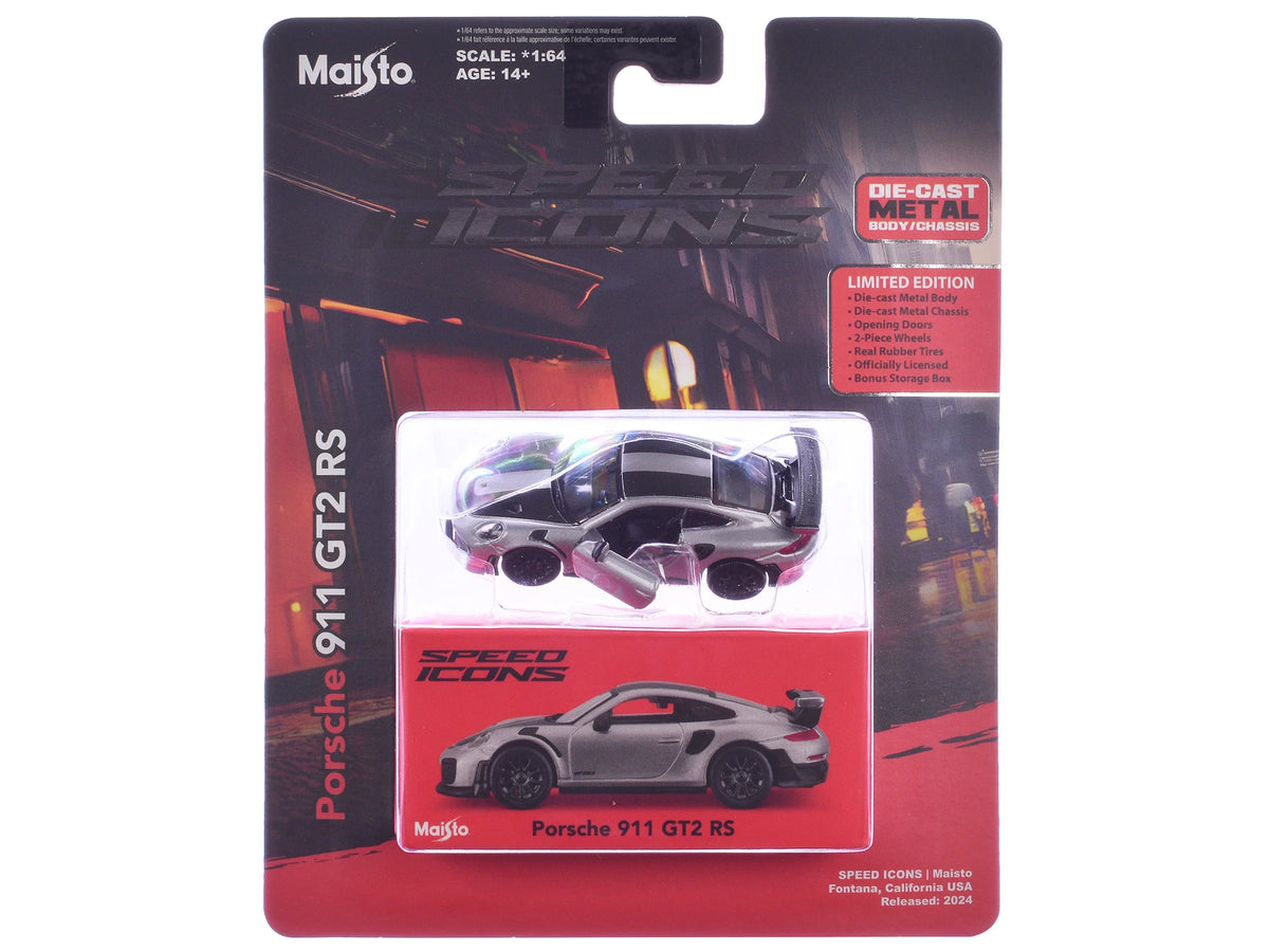 15707 Bburago Maisto - Speed Icon: Porsche 911 GT2 RS, argento - Scala 1:64