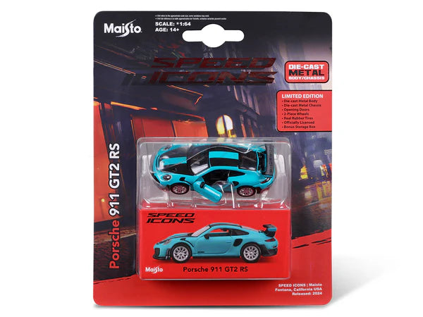 15707 Bburago Maisto - Speed Icon: Porsche 911 GT2 RS, blu - Scala 1:64