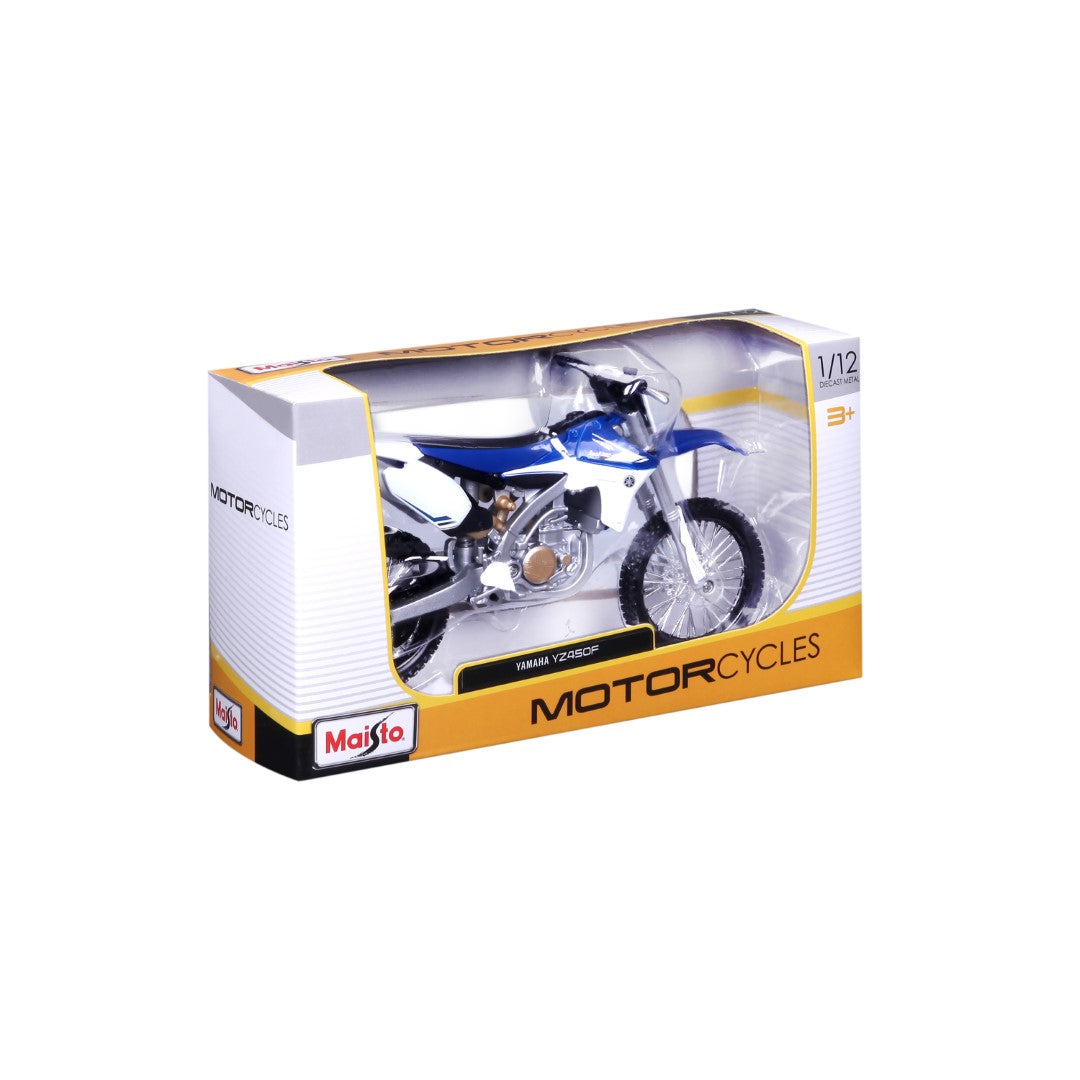 20-13021 Bburago Maisto - Yamaha YZ450F, blu e bianca - Scala 1:12