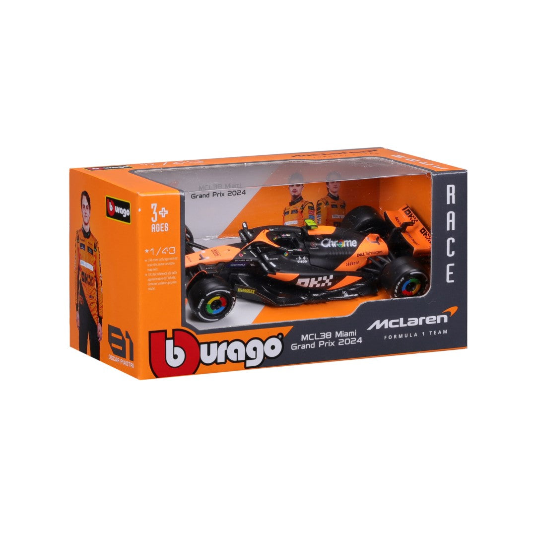 18-38214N Bburago Race - McLaren F1 MCL38 #4 (Norris) - Scala 1:43