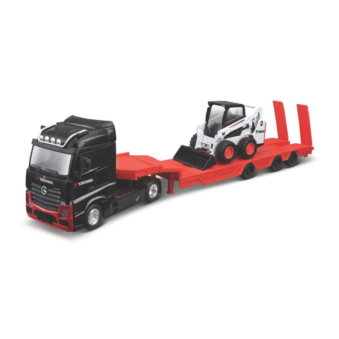 18-32313 Bburago - M-B Actros Gigaspace +  Bobcat con pala - Scala 1:43