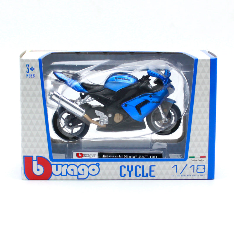 18-51030 Bburago - Kawasaki Ninja ZX-10R, blu - Scala 1:18