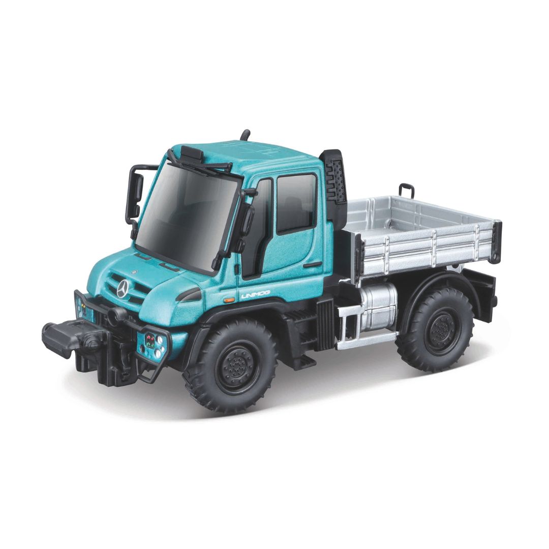 21238 Bburago Maisto - City Service: Camion Unimog, celeste o giallo