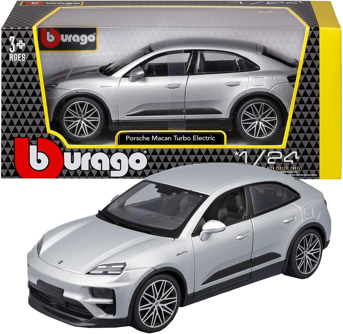 *18-21114 G Bburago Porsche Macan Turbo Electric 1:24  Modello Auto Grigio