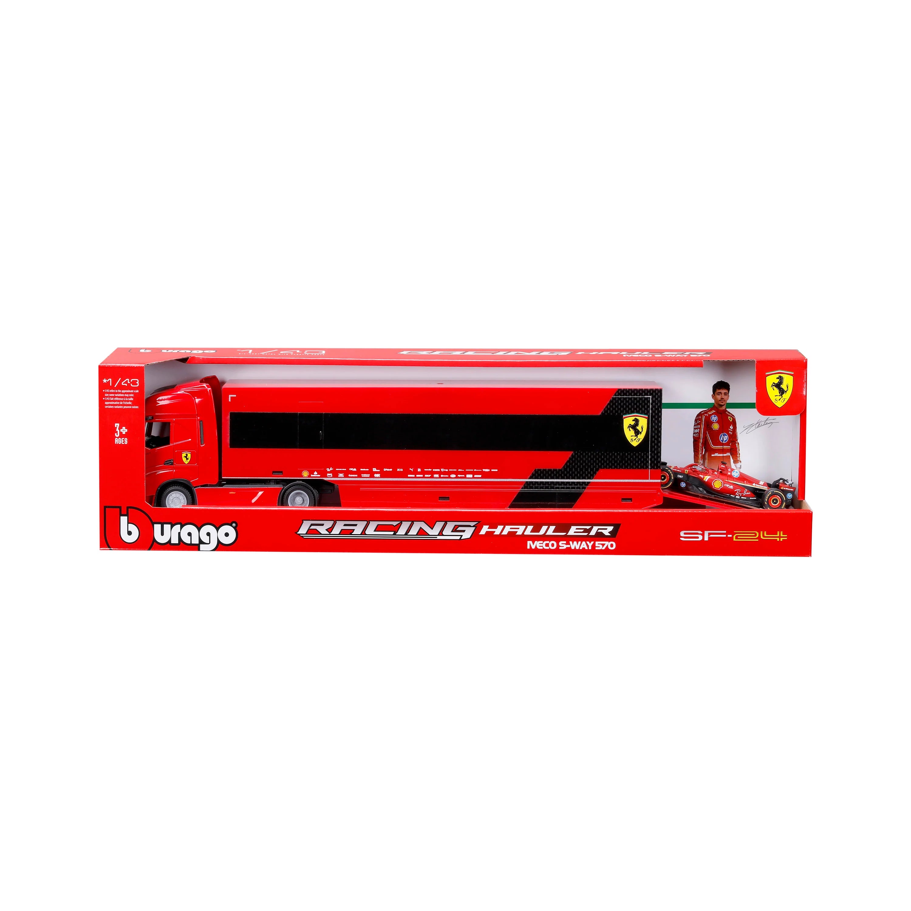 *18-36867 Bburago Iveco S-Way 570 + Ferrari F1 SF-24 # 16 1:43